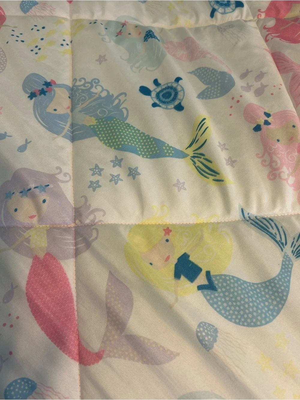Full Size Mermaid Quilted Comforter and Shams Pink Blue